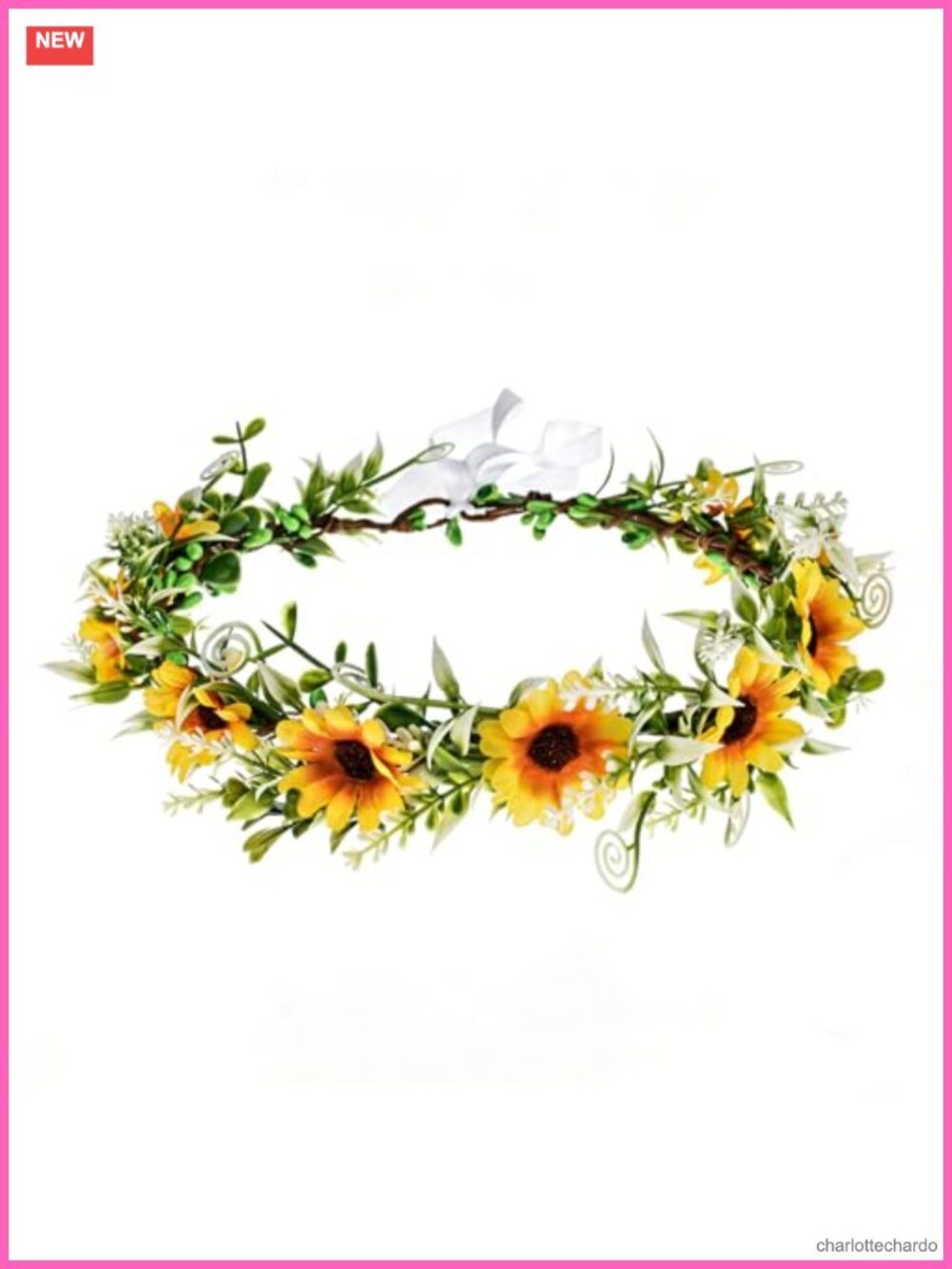 Sunflower Crown Wreath Headband Bridal Daisy Flower Leaf Hair Accessory